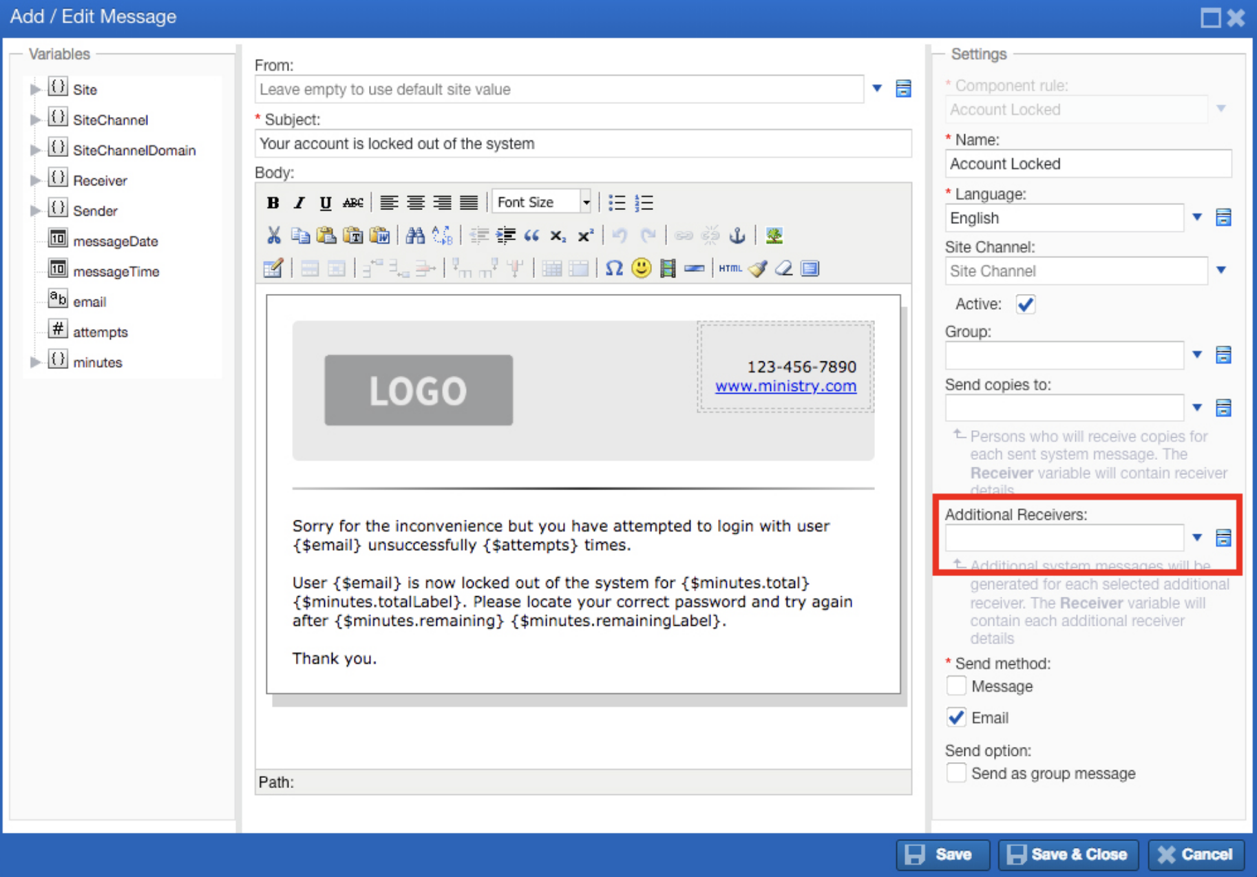 Help Message System System Messages - SiteStacker Support